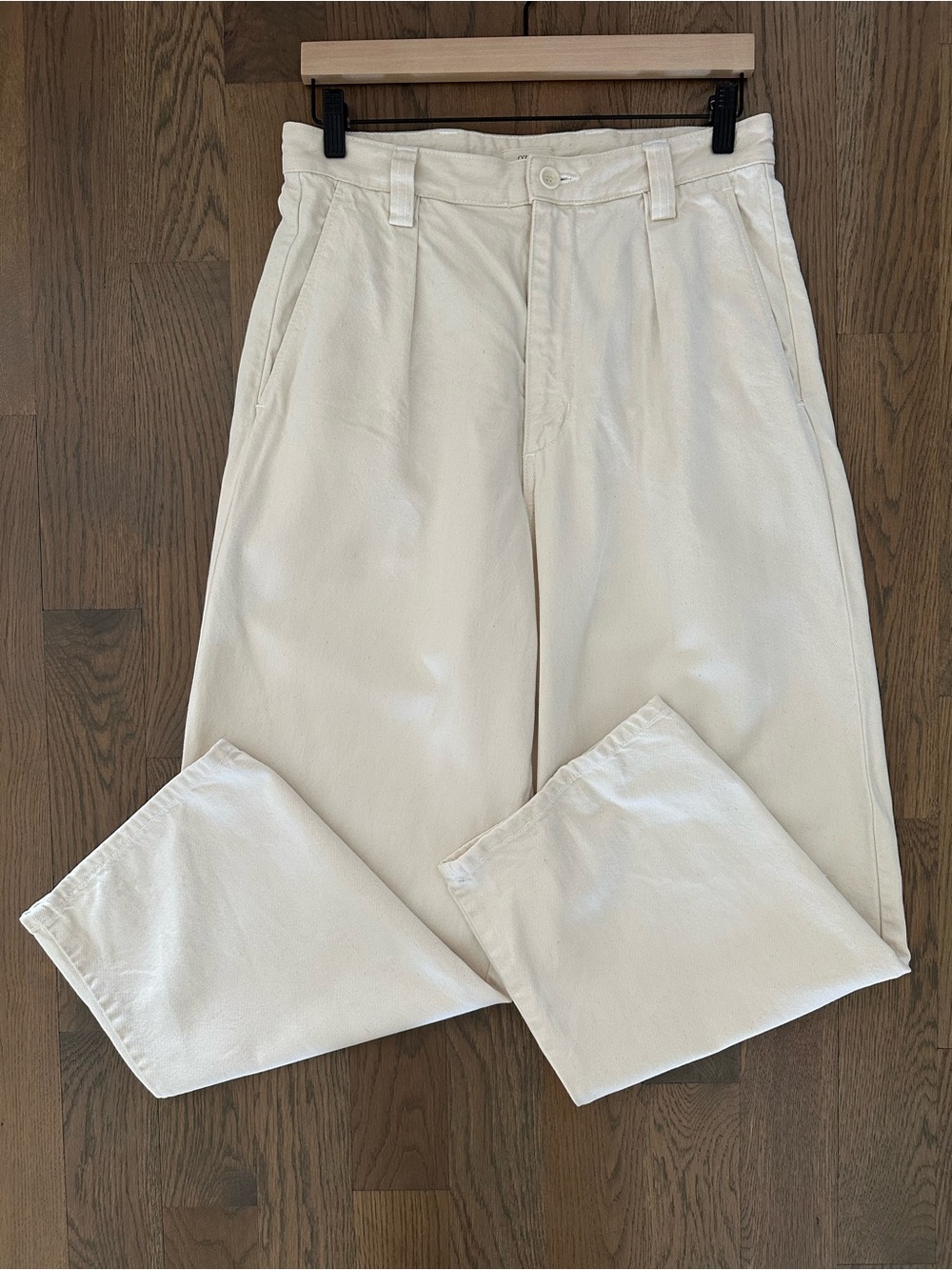Ozma Jardin Pleated High Waist Pleated Twill Pant in Natural Ecru Size Medium